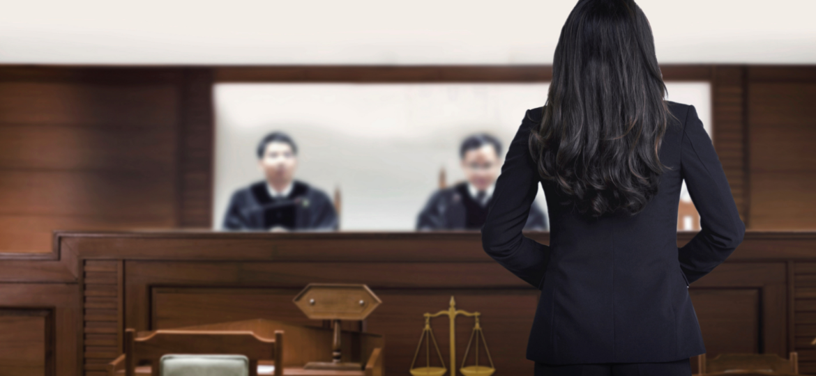 female lawyer standing in court